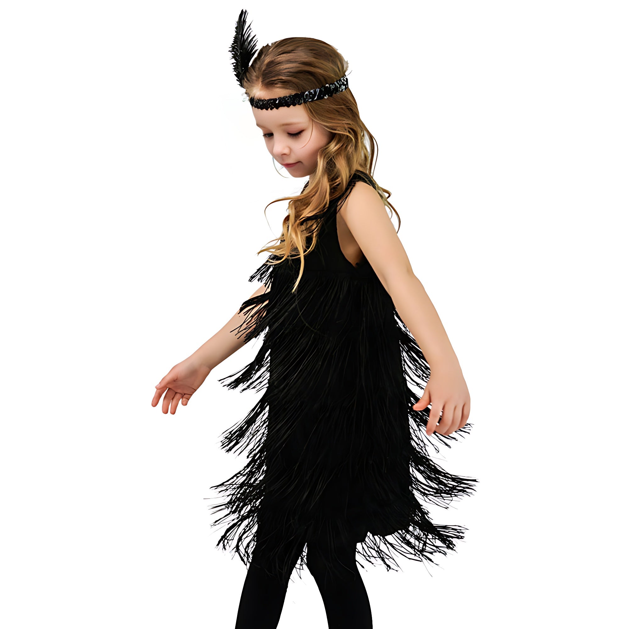 1920s Kids girls Retro Latin dance Party costume tassel Dress