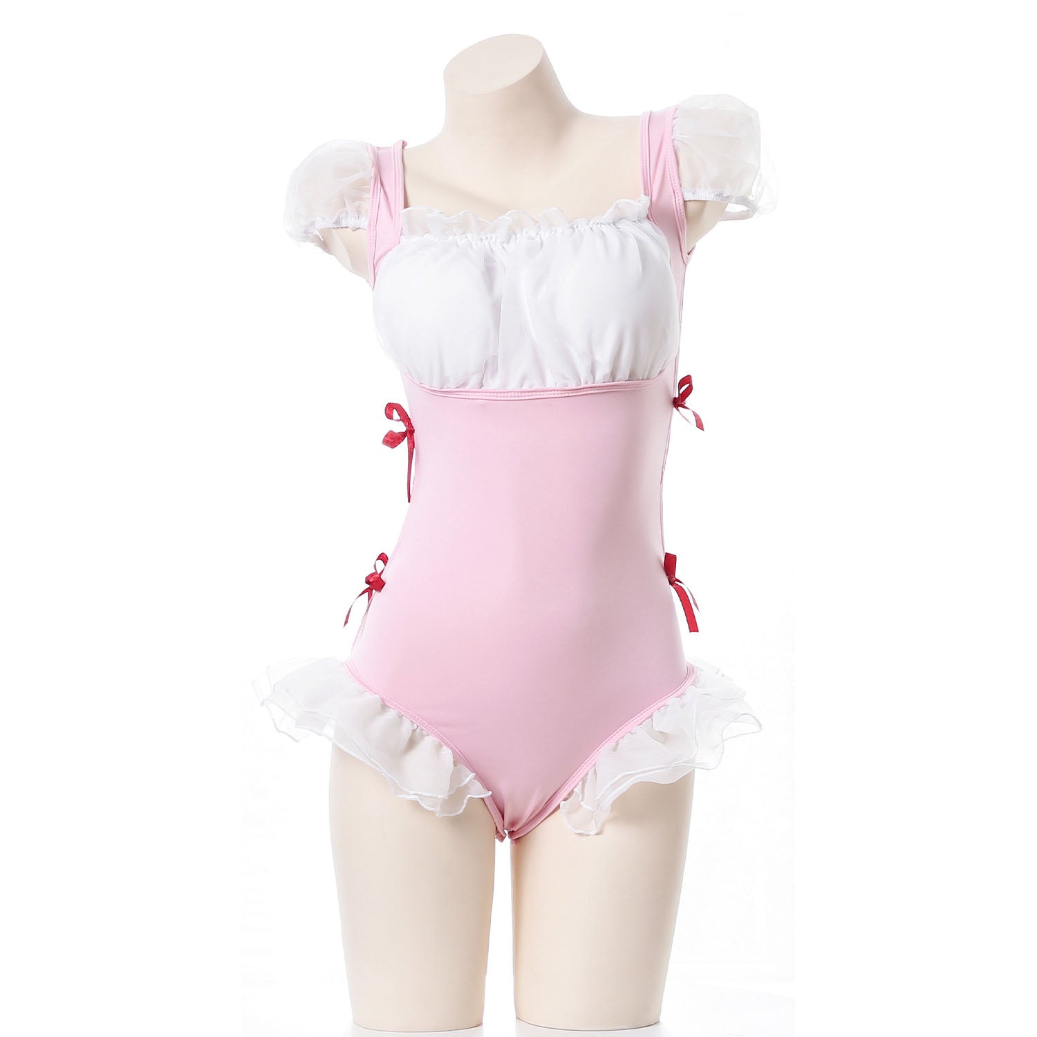 Lotus Leaf One-Piece Open Crotch Free Seductive Princess Maid Uniform Suit