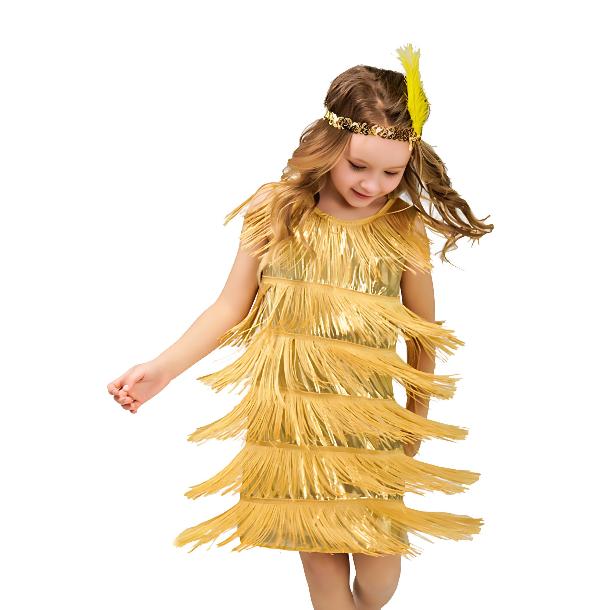1920s Kids girls Retro Latin dance Party costume tassel Dress