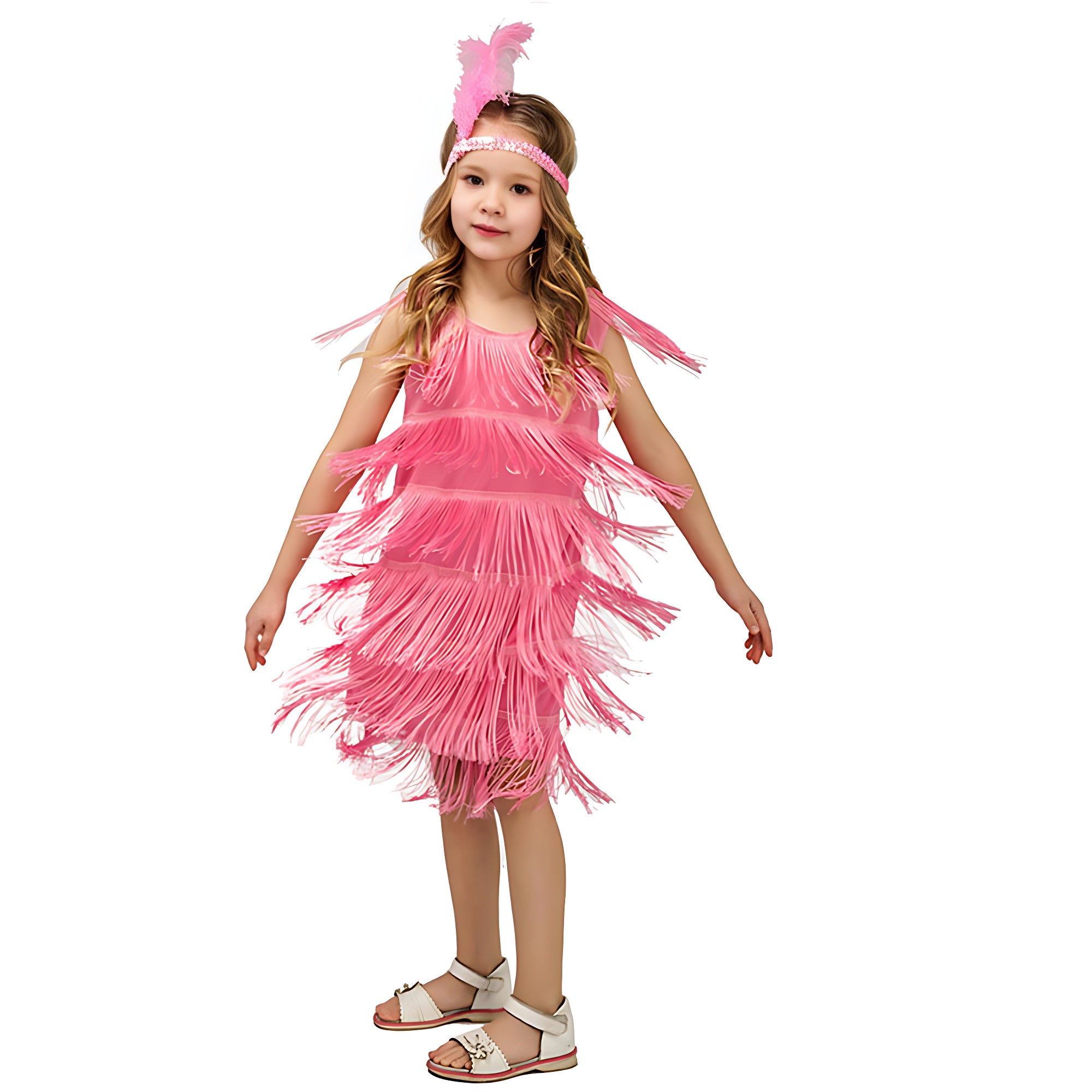 1920s Kids girls Retro Latin dance Party costume tassel Dress