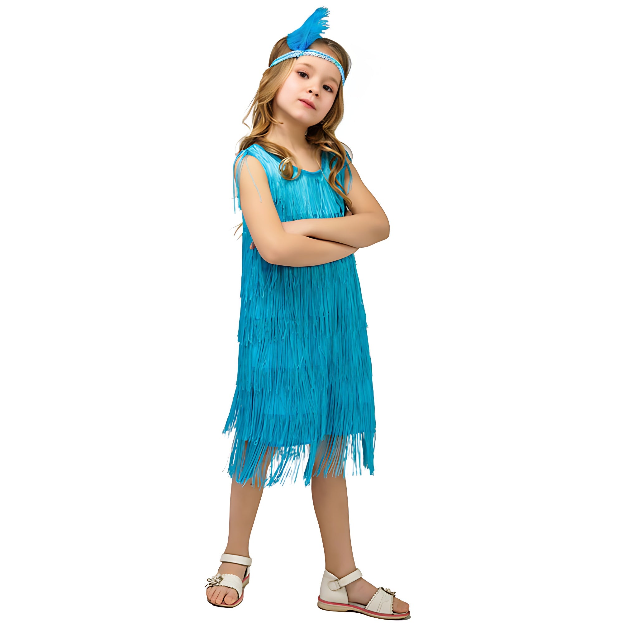 1920s Kids girls Retro Latin dance Party costume tassel Dress
