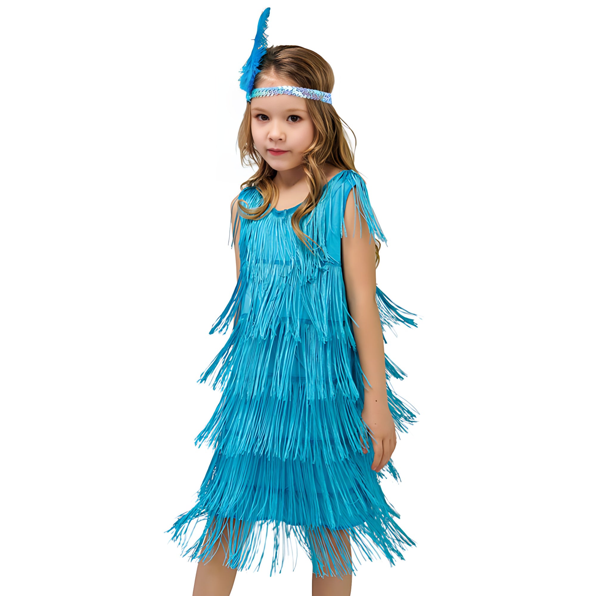 1920s Kids girls Retro Latin dance Party costume tassel Dress
